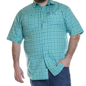 EUC WRANGLER Men's Green Plaid Short Sleeve Shirt - Size 3XLT